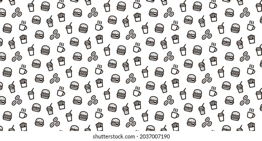 Fast Food-Icon-Musterhintergrund für Website oder Verpackungspapier 