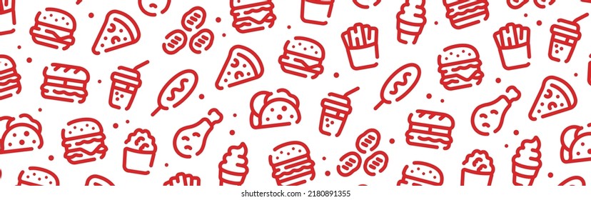 Fast Food-Symbol Muster Hintergrund breiter Banner