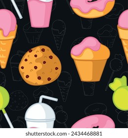 Fast food icon pattern Restaurant wallpaper Vector illustration