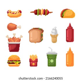 Imagen de píxel de icono de comida rápida