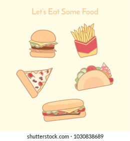 Fast food icon set