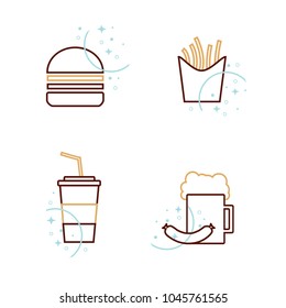 Fast food icon set