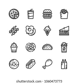 Fast food icon set