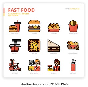 Fast food icon set