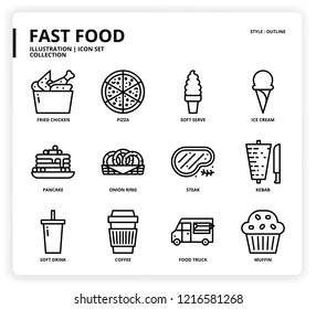 Fast food icon set