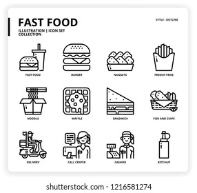 Fast food icon set