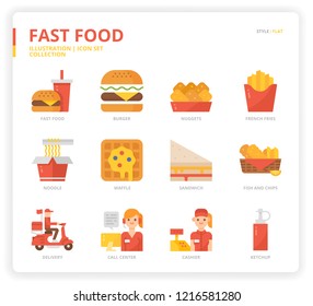 Fast food icon set