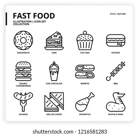 Fast food icon set