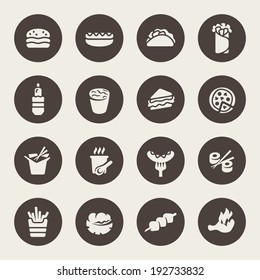 Fast food icon set