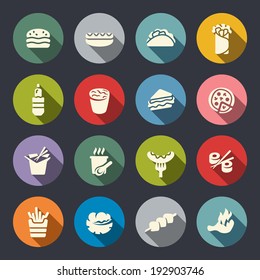 Fast food icon set