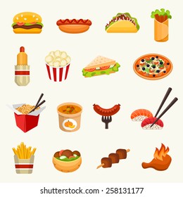 Fast food icon set