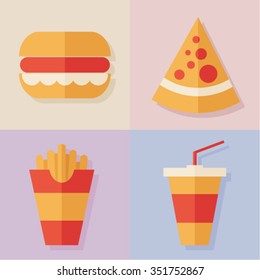 fast food icon set