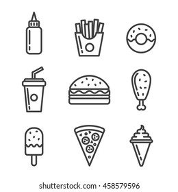 Fast food icon set.