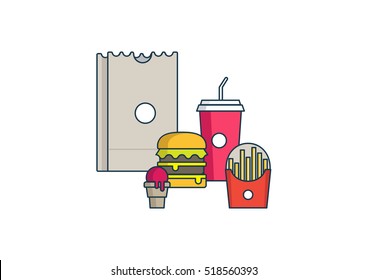 Fast food icon set