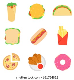 Fast food icon set