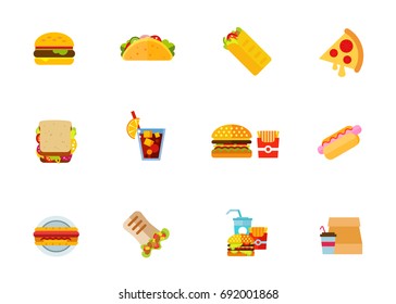 Fast food icon set