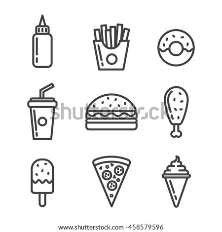 Fast food icon set.