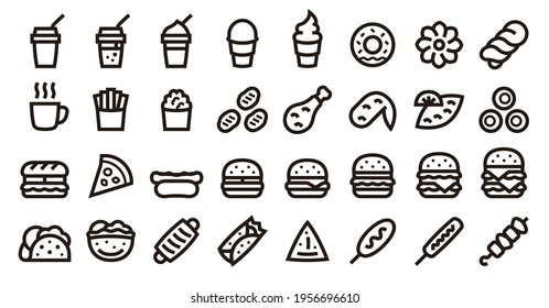 Fast Food Icon Set (Bold outline version)