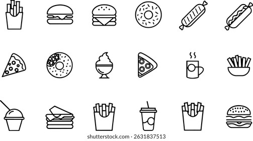 fast food ícone conjunto contendo hambúrguer pizza quente (1).eps