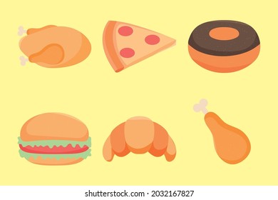 fast food icon set design