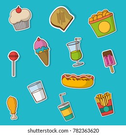 Fast food icon set design