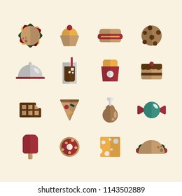 Fast food icon set in flat style vector illustration