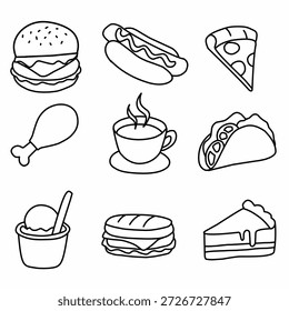Fast Food Icon Set flaches Design.