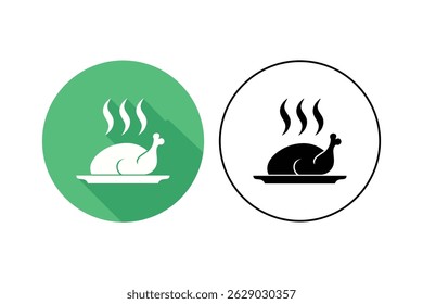 Fast Food Icon Set Fried Chicken, fried chicken flat icon, crispy chicken vector art, grilled chicken icons