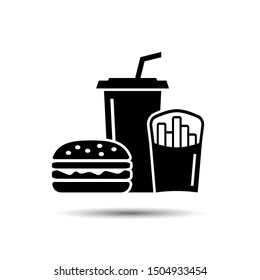 Fast food Icon set, Hamburger and Soda takeaway. Vector junk food