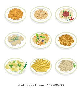 Fast food icon set. Isolated on a white background.