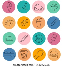 fast food icon set . fast food pack vector elements for infographic web. with trend color