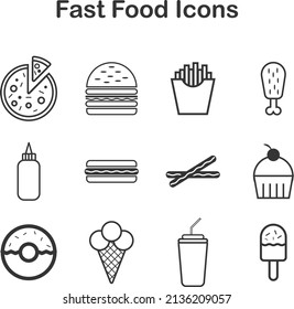 Fast food icon set thin line graphic illustration 