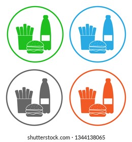 Fast food. Icon set. Vector.