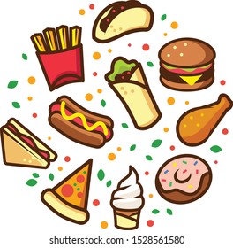 fast food icon set vector illustration