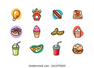 Fast food icon set vector design