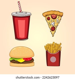 fast food icon set vector illustration