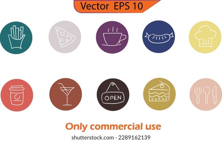 Fast food icon set. Vector illustration. Transparent background