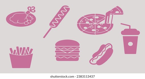 Vector de conjunto de iconos de comida rápida.