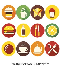 Conjunto de iconos de comida rápida Vector diseño plano 