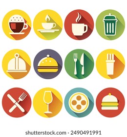 Fast food icon set vector flat design 