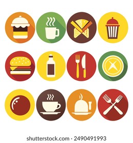 Fast food icon set vector flat design 