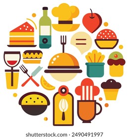 Fast food icon set vector flat design 