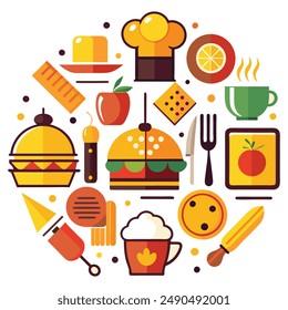 Conjunto de iconos de comida rápida Vector diseño plano 