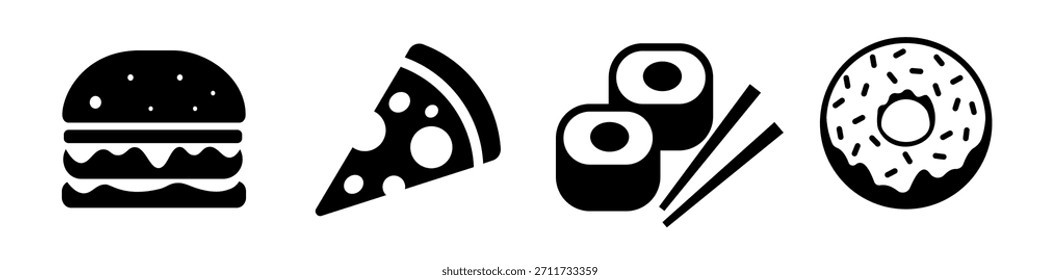 Conjunto de iconos de comida rápida. Vector de comida rápida