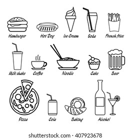 Fast food icon set. Vector illustration