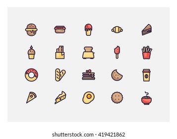 fast food icon set vector.