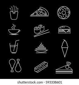 Fast food icon set. Vector illustration. Food collection. 