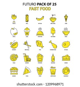 Fast food Icon Set. Yellow Futuro Latest Design icon Pack