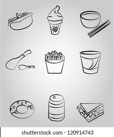 Fast food icon set,Vector