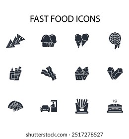 Fast food icon set.vector.Editable stroke.linear style sign for use web design,logo.Symbol illustration.